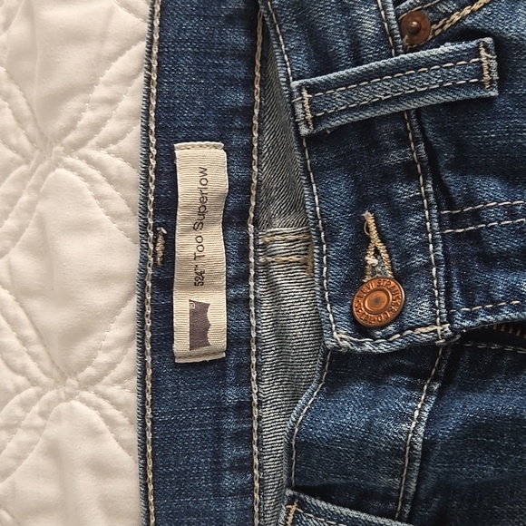 Levi's 524 Too Superlow Distressed Jeans 9M W29 L32 - Picture 2 of 14